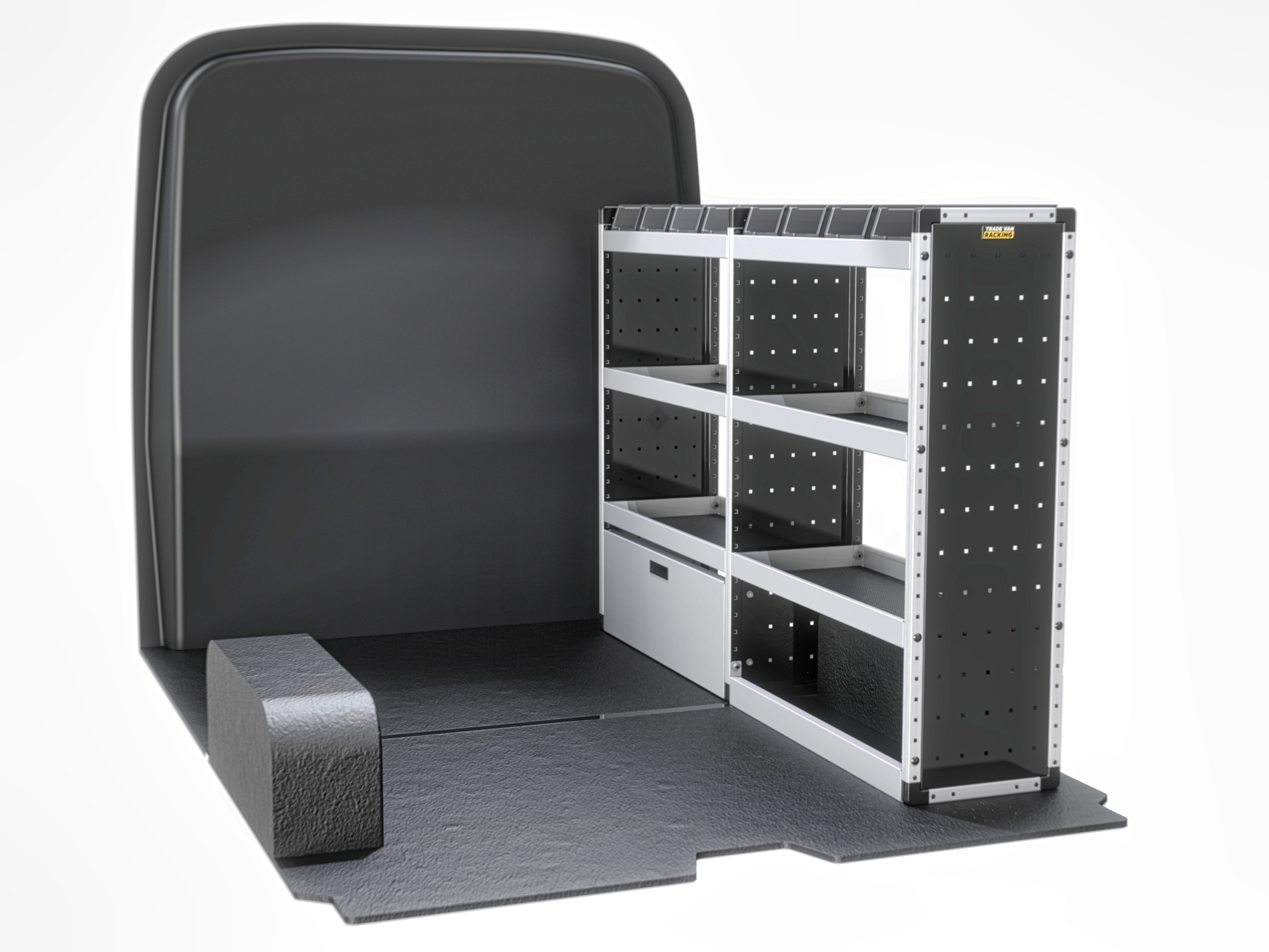 Trade Van Racking - Ford Transit Custom 2013-2023 SWB High Roof (L1H2) - Silver - Drivers Side - TVR-S-010-OS